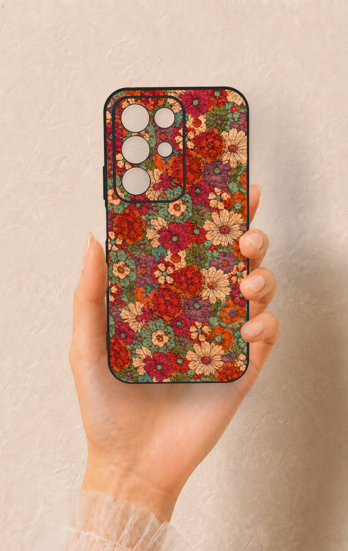 Realme C85 5G Uyumlu Pastel Çiçek Bahçesi Desenli Silikon Kılıf