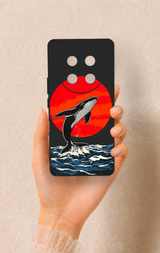 Honor Magic 7 Lite 5G Uyumlu Kırmızı Güneş Balina Desenli Silikon Kılıf