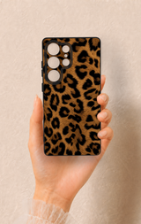 Samsung S25 Ultra Uyumlu Koyu Leopar Deri Desenli Silikon Kılıf