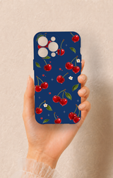 iPhone 13 Pro Max Uyumlu Kiraz Papatya Desenli Silikon Kılıf