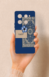 İnfinix Note 40 Pro Uyumlu Mavi Etnik Halı Desenli Silikon Kılıf