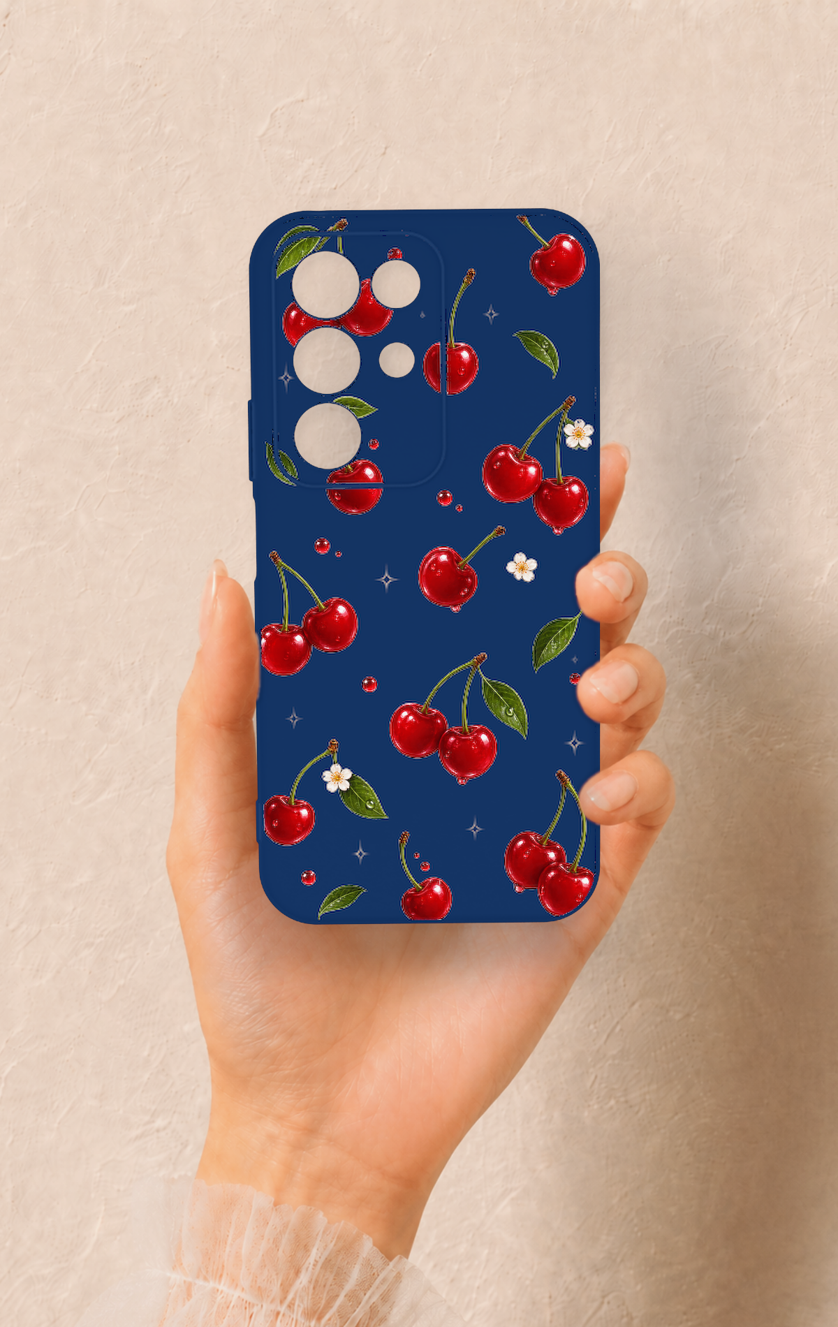 Realme C85 5G Uyumlu Kiraz Papatya Desenli Silikon Kılıf
