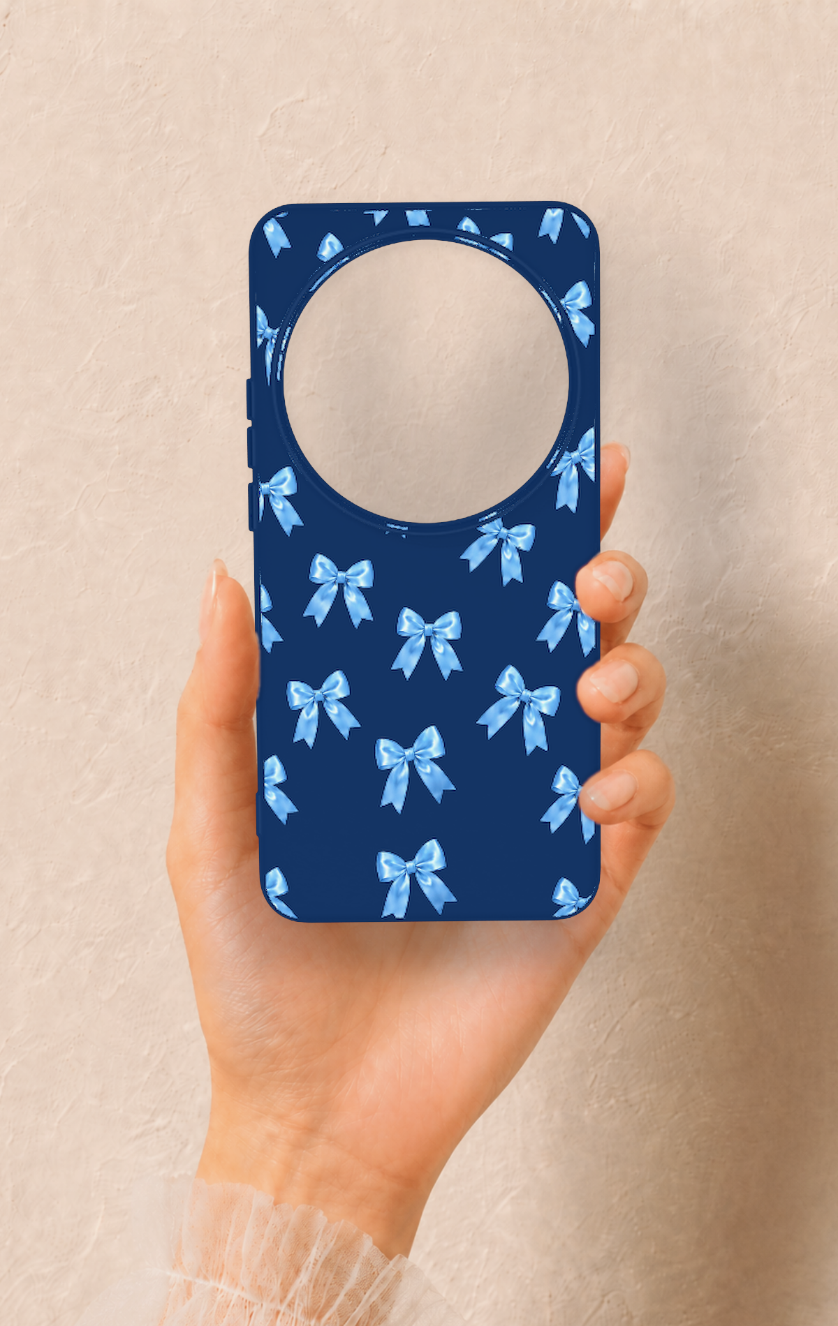 Xiaomi Mi 15 Ultra Uyumlu Mavi Fiyonk Kurdele Desenli Silikon Kılıf