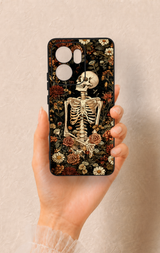 Oppo Reno 13F Uyumlu Çiçek İskelet Desenli Silikon Kılıf
