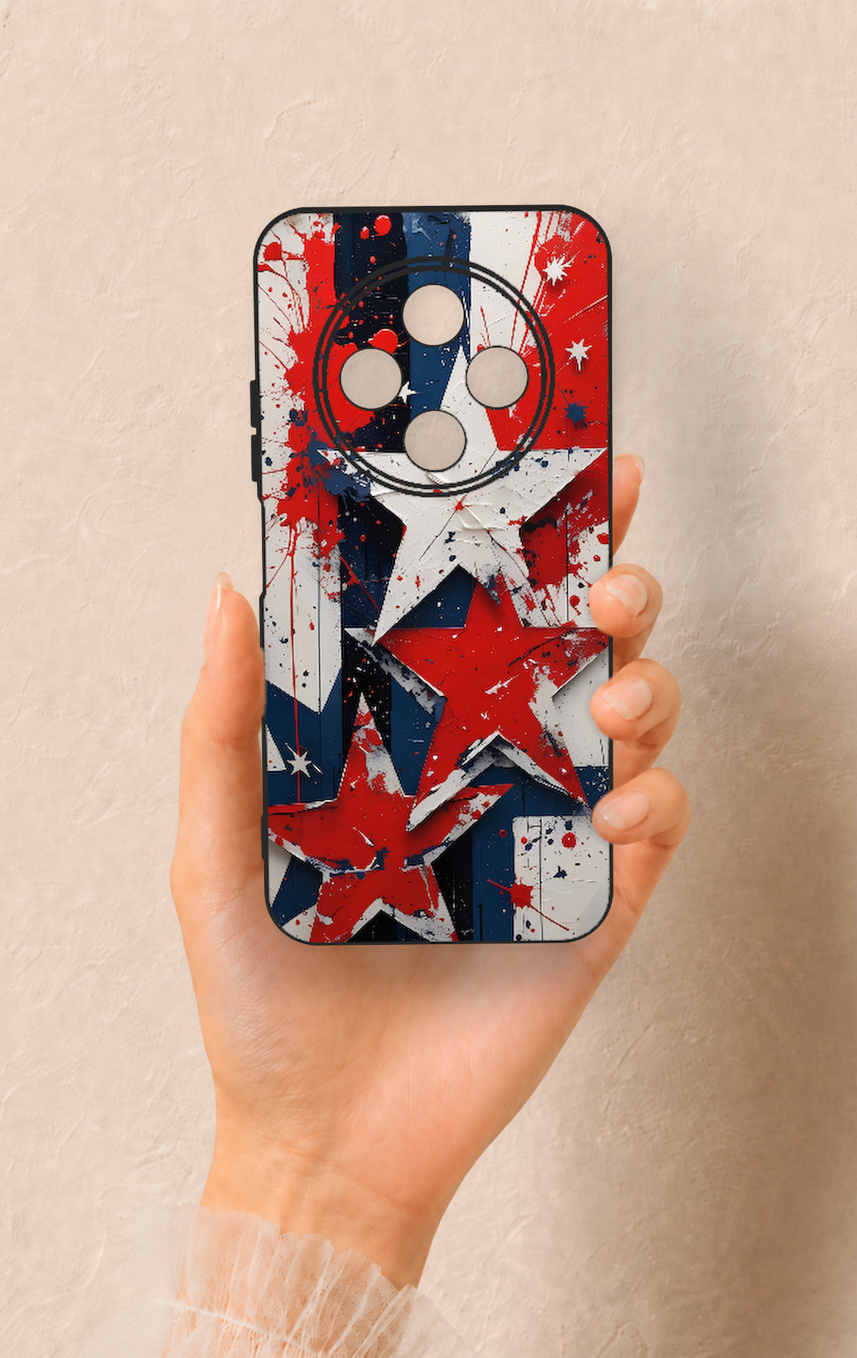 Tecno Spark 30C Uyumlu Star Flag Desenli Silikon Kılıf
