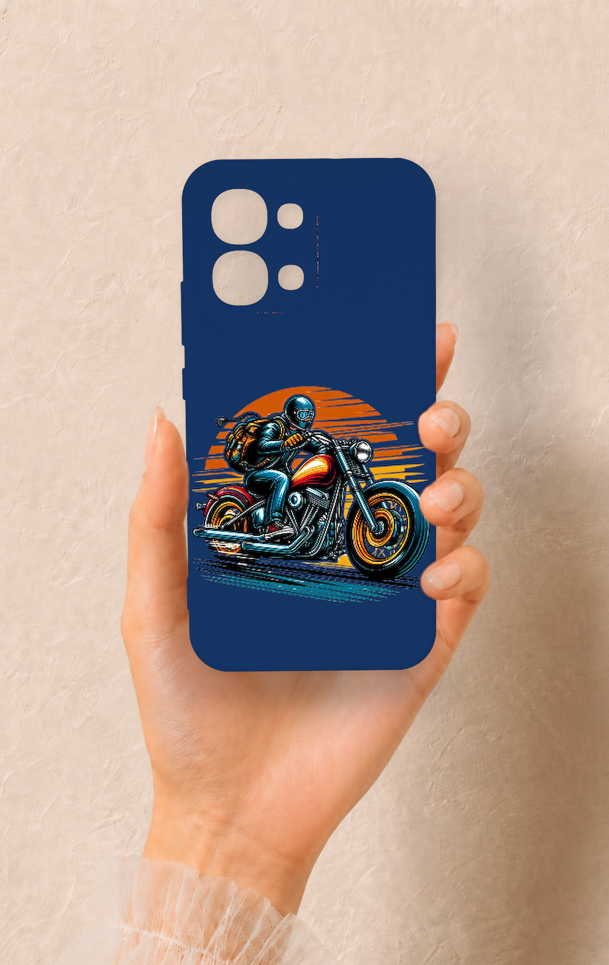 Oppo A6 Pro Uyumlu Moto Rider Desenli Silikon Kılıf