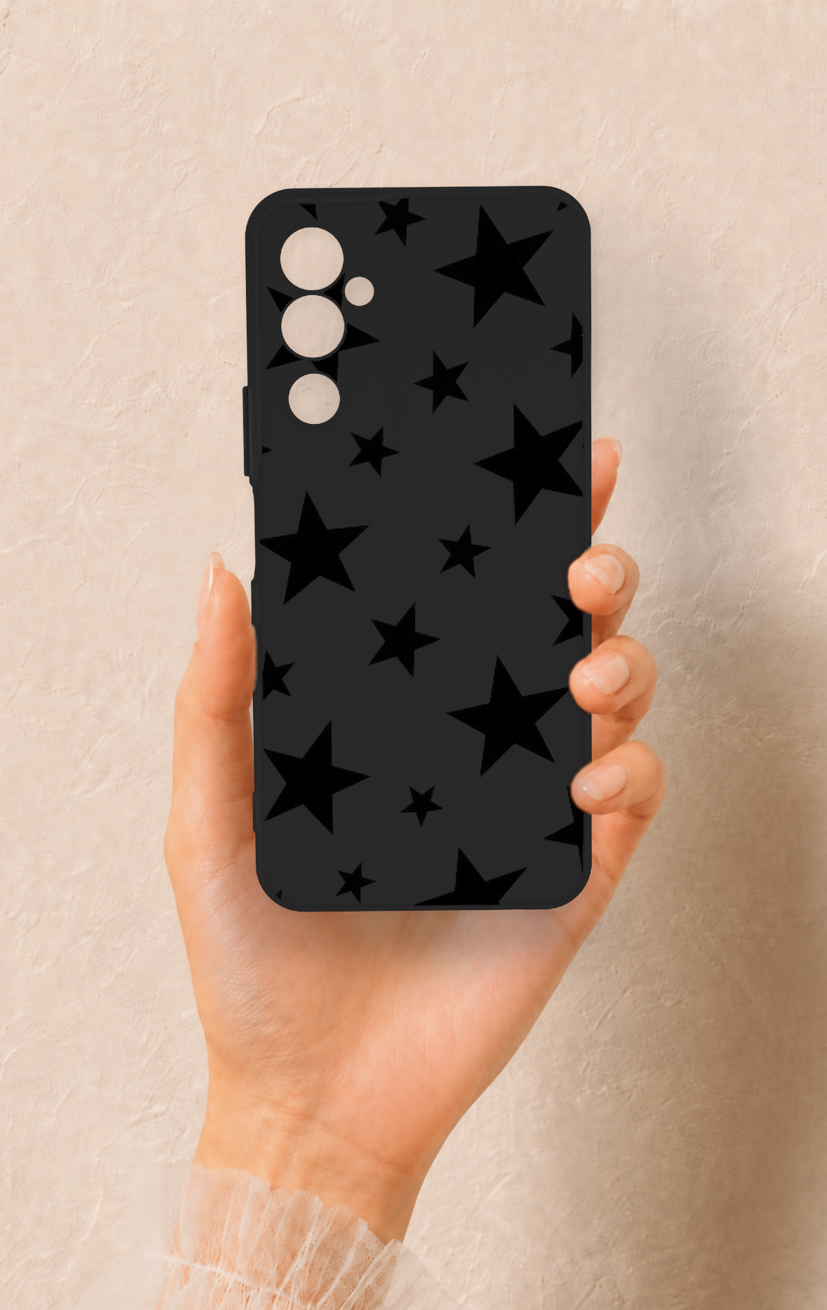 Tecno Pova Neo 2 Uyumlu Siyah Star Desenli Silikon Kılıf
