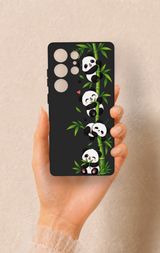 Samsung S25 Ultra Uyumlu Sevimli Panda Bambu Desenli Silikon Kılıf