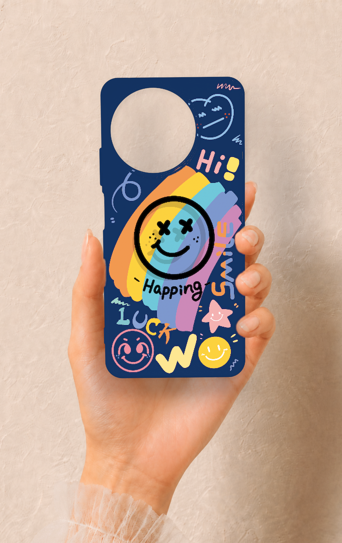 Realme 11 Uyumlu Happing Smile Desenli Silikon Kılıf