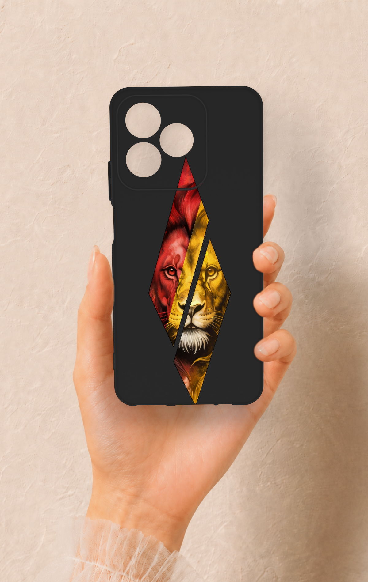 Realme C53 Uyumlu Kesik Aslan Desenli Silikon Kılıf