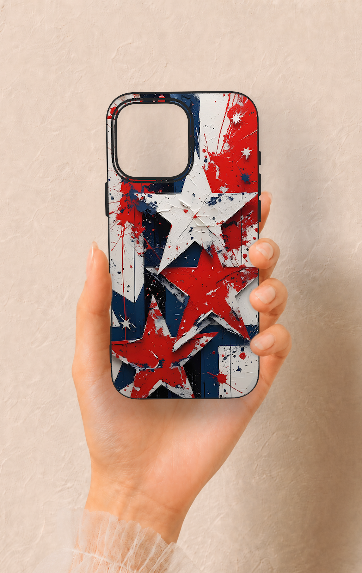 iPhone 16 Pro Max Uyumlu Star Flag Desenli Silikon Kılıf