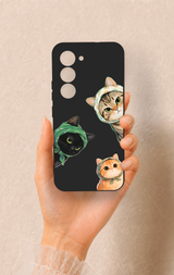 Tecno Spark 40 Pro Uyumlu Kedi Ekibi Desenli Silikon Kılıf