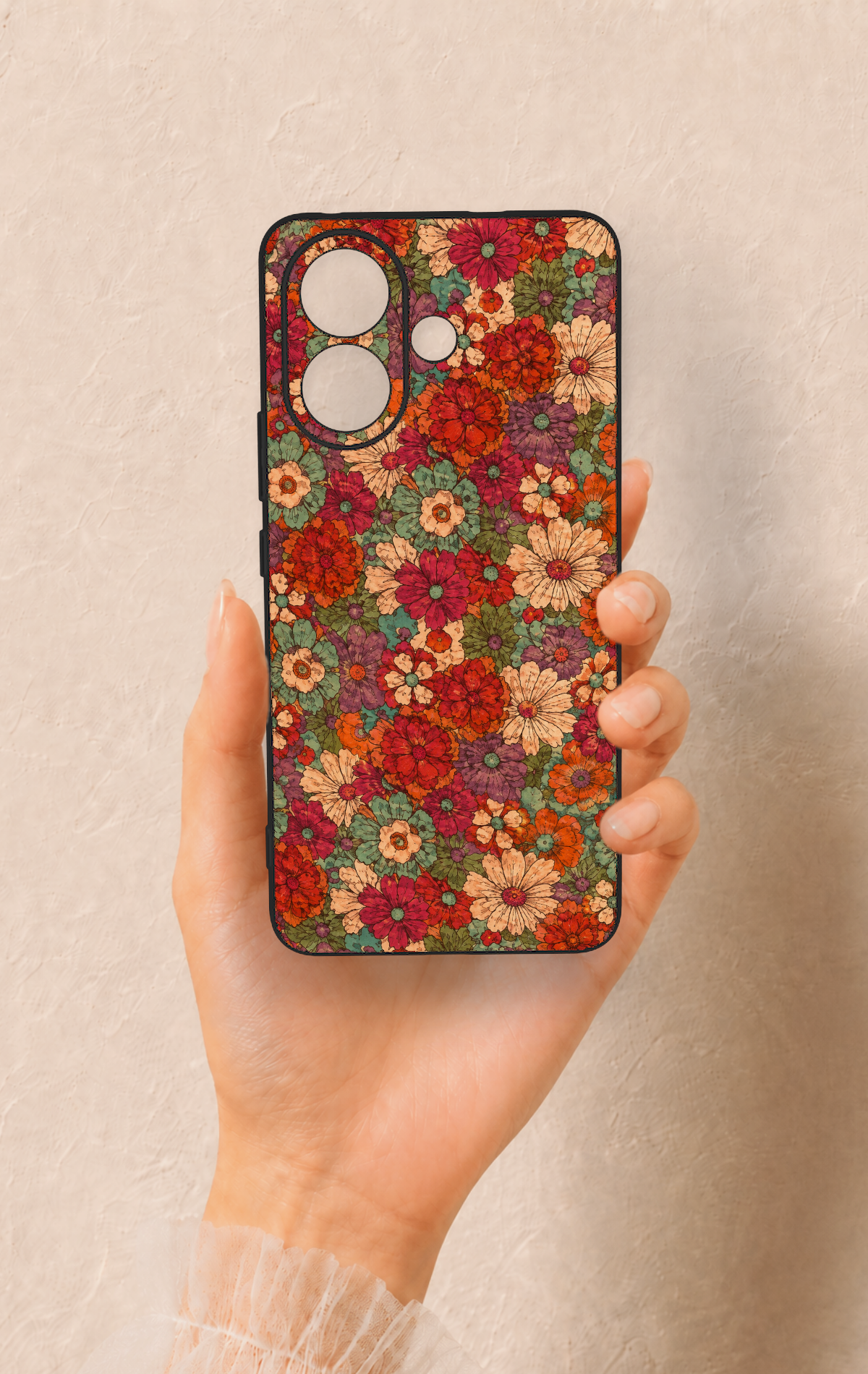 Vivo V60 Lite Uyumlu Pastel Çiçek Bahçesi Desenli Silikon Kılıf