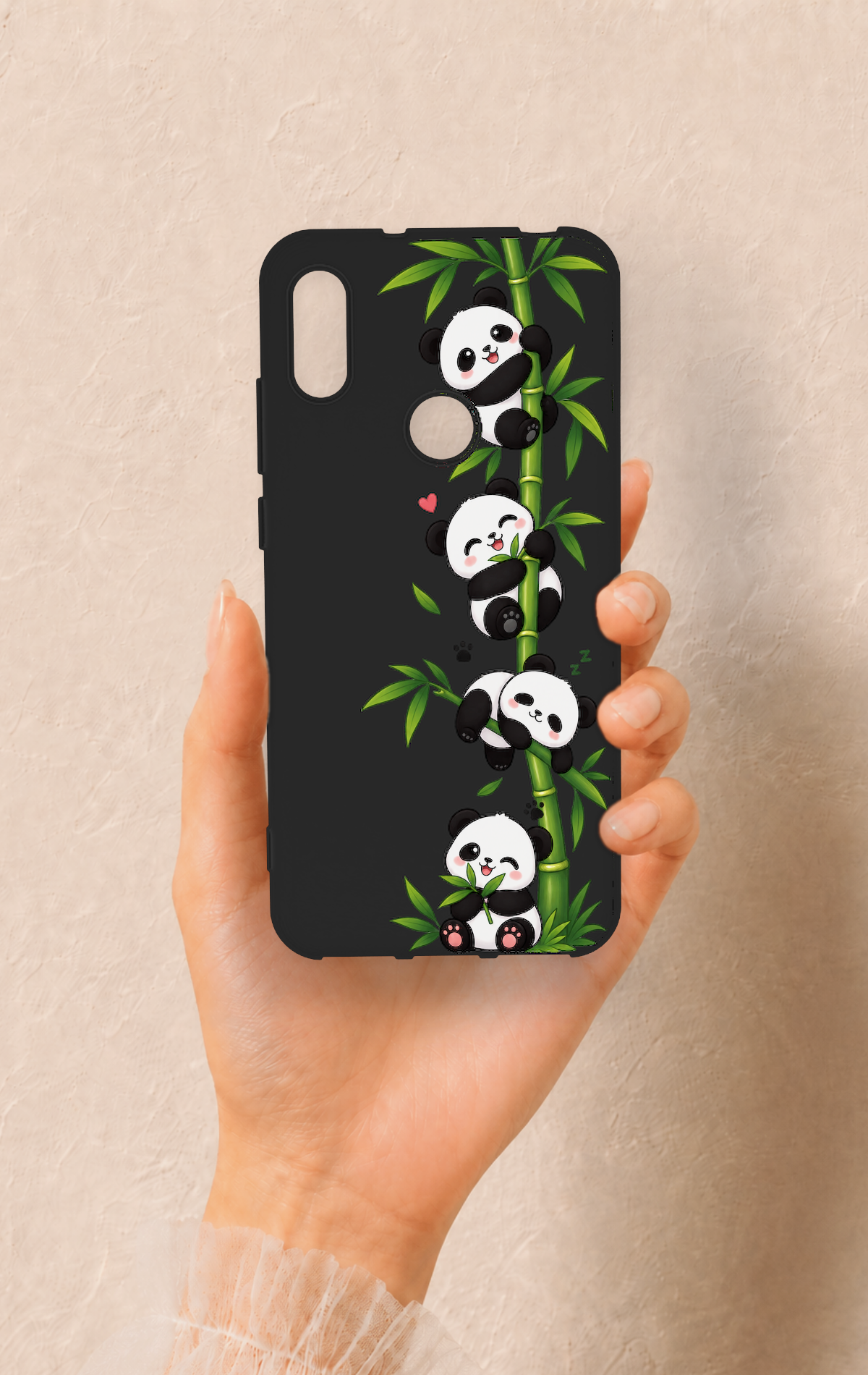 Huawei Y6 2019 Uyumlu Sevimli Panda Bambu Desenli Silikon Kılıf