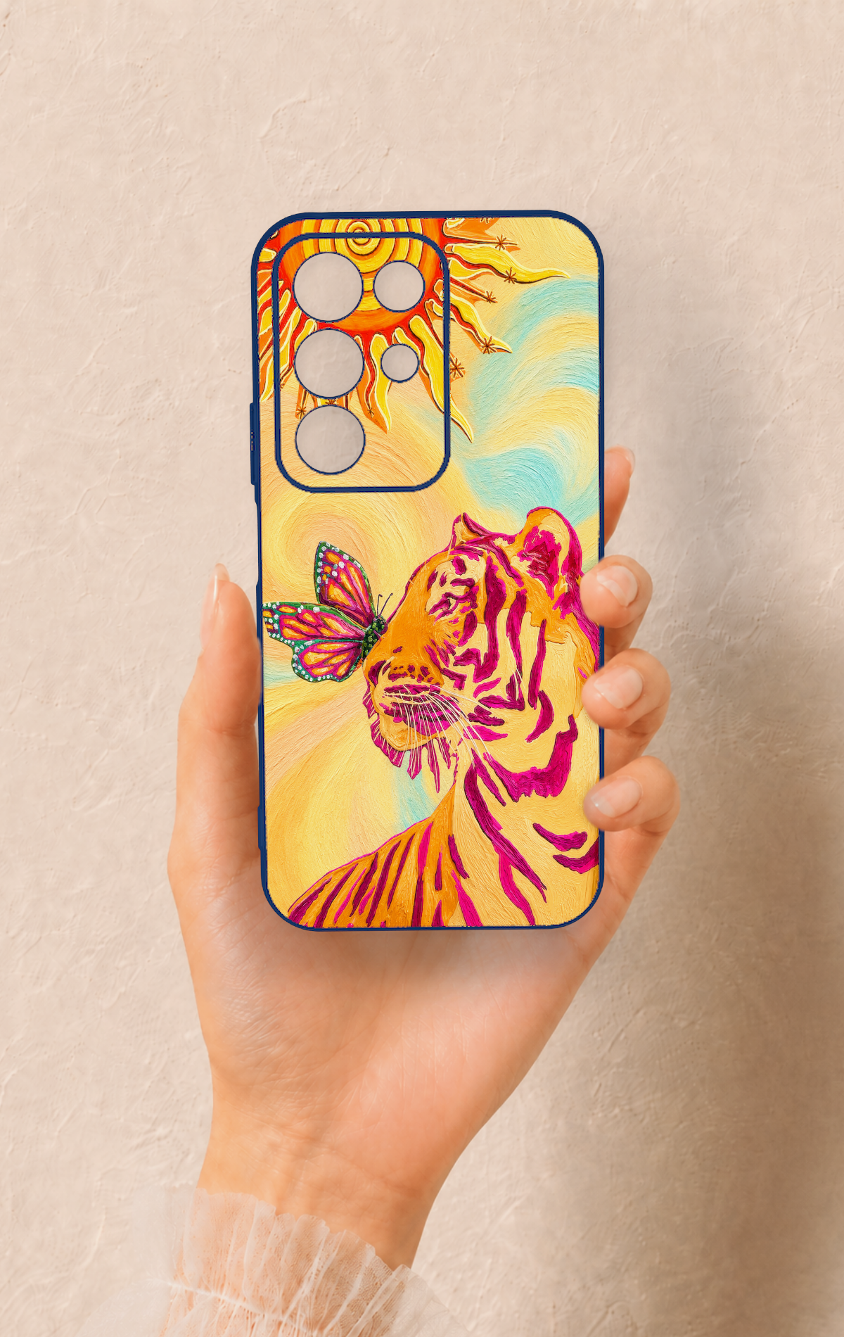 Realme C85 5G Uyumlu Güneşin Kaplanı Desenli Silikon Kılıf