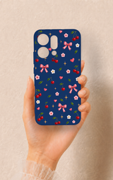 Oppo Reno 14 Uyumlu Çiçek Kiraz Fiyonk Desenli Silikon Kılıf