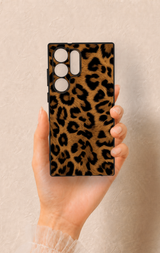 Samsung S23 Ultra Uyumlu Koyu Leopar Deri Desenli Silikon Kılıf