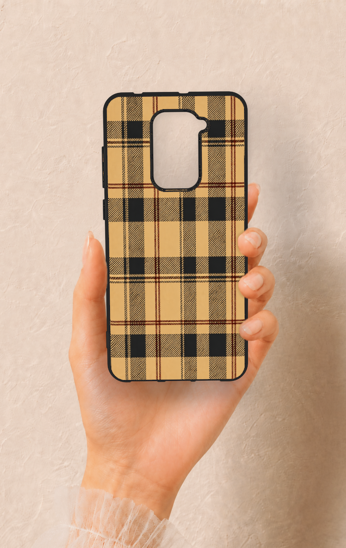 Redmi Note 9 Uyumlu Burberry Ekose Desenli Silikon Kılıf