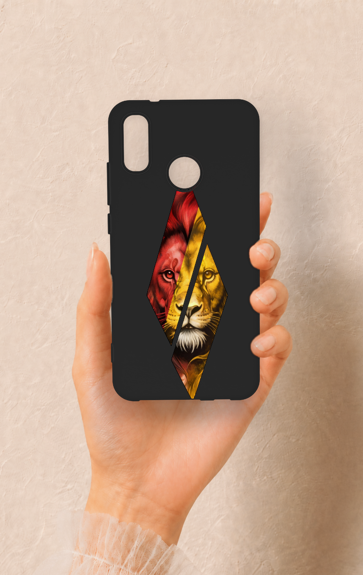 Huawei P20 Lite Uyumlu Kesik Aslan Desenli Silikon Kılıf
