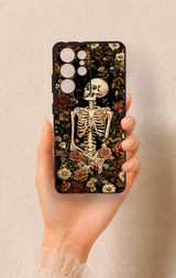 Samsung S21 Ultra Uyumlu Çiçek İskelet Desenli Silikon Kılıf