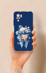 Redmi Note 10-10S Uyumlu Mavi Kurdeleli Çiçek Desenli Silikon Kılıf