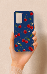 Oppo A55 Uyumlu Kiraz Papatya Desenli Silikon Kılıf