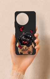 Realme 11 Uyumlu Hello Cat Desenli Silikon Kılıf
