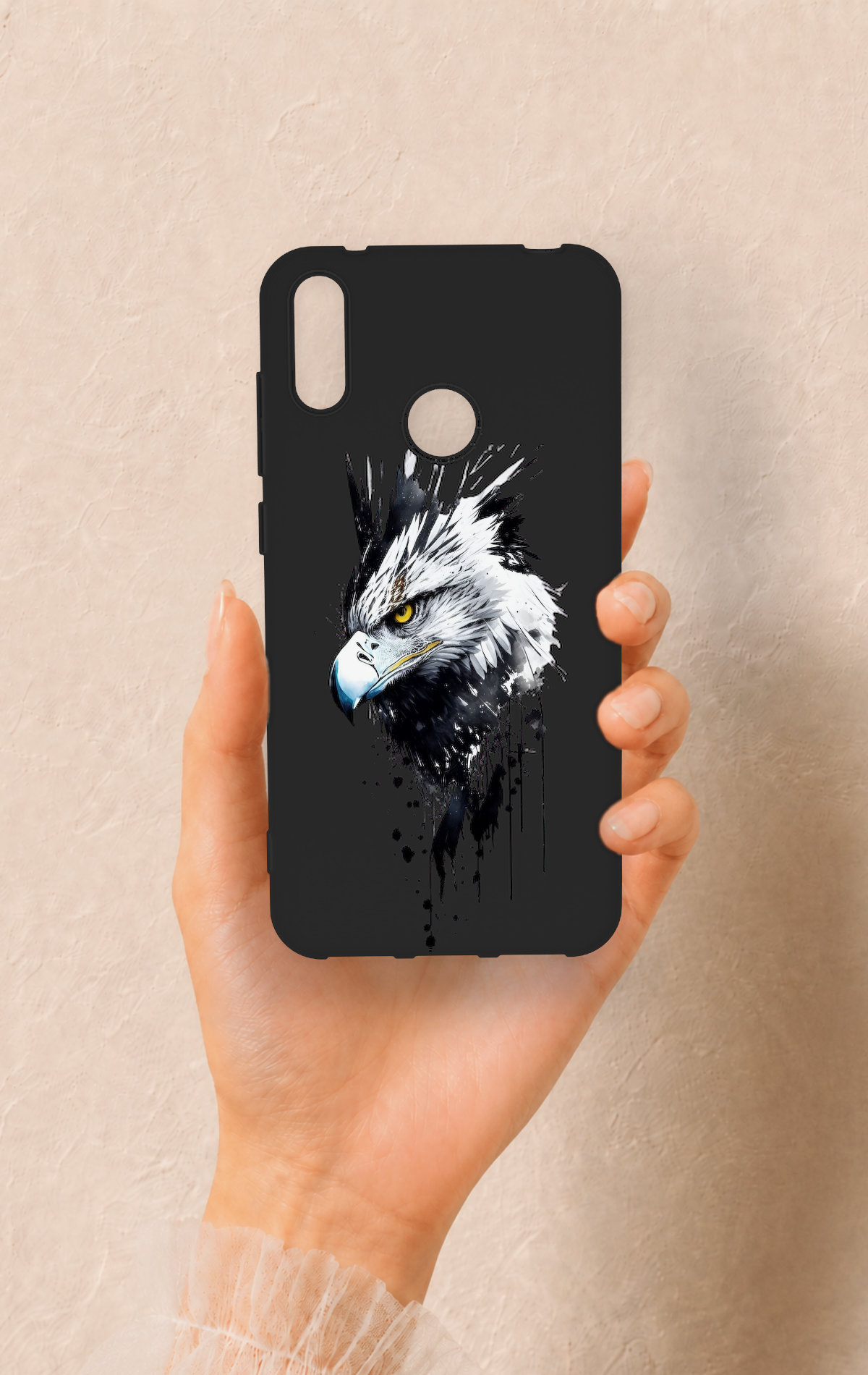 Huawei Y7 2019 Uyumlu Bald Eagle Desenli Silikon Kılıf