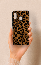Samsung A20-A30 Uyumlu Koyu Leopar Deri Desenli Silikon Kılıf