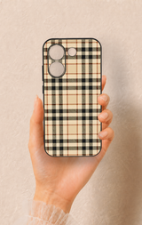 Poco X8 Pro Uyumlu Karamel Siyah Ekose Desenli Silikon Kılıf