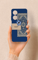 Oppo A60 Uyumlu Mavi Etnik Halı Desenli Silikon Kılıf