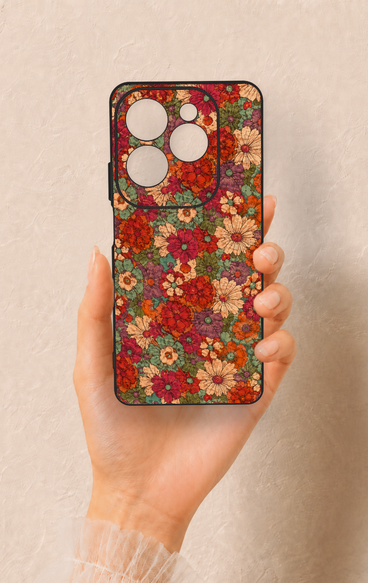 İnfinix Hot 40 Pro Uyumlu Pastel Çiçek Bahçesi Desenli Silikon Kılıf