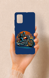 Samsung-A71 Uyumlu Moto Rider Desenli Silikon Kılıf