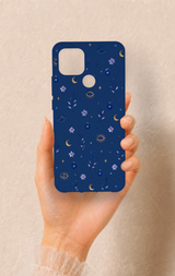 Oppo A15 Uyumlu Mavi Nazar Papatya Desenli Silikon Kılıf