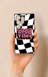 Samsung S24 Ultra Uyumlu Black Good Vibes Desenli Silikon Kılıf