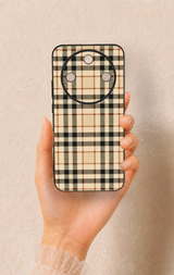 Honor Magic 8 Lite Uyumlu Karamel Siyah Ekose Desenli Silikon Kılıf