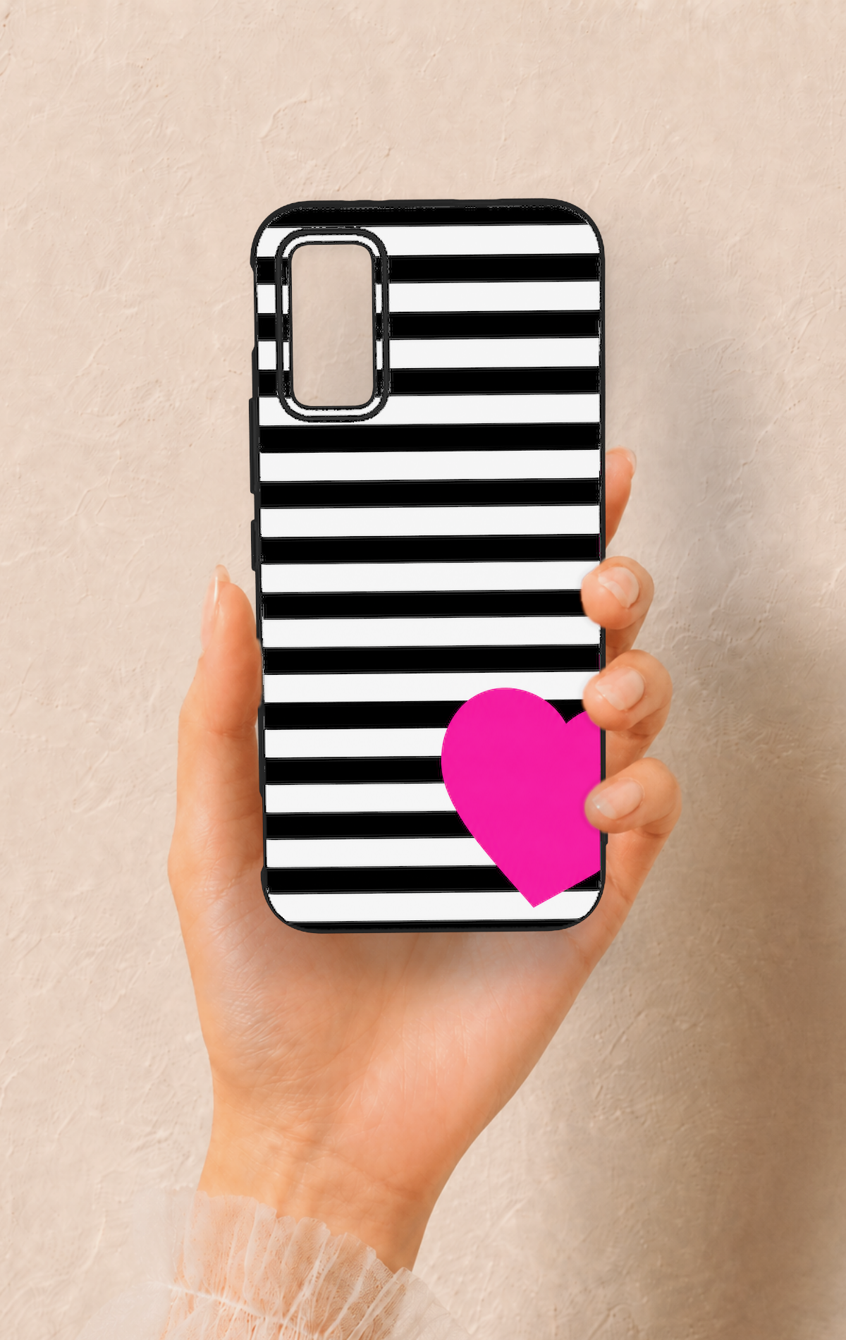 İnfinix Gt 30 Pro Uyumlu Çizgili Kalp Desenli Silikon Kılıf