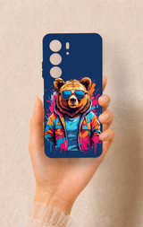 Realme C75 Uyumlu Gözlüklü Ayı Desenli Silikon Kılıf