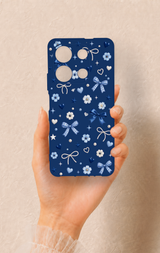 İnfinix Note 30 Uyumlu Mavi Papatya Fiyonk Desenli Silikon Kılıf
