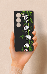 Vivo V29 Uyumlu Sevimli Panda Bambu Desenli Silikon Kılıf