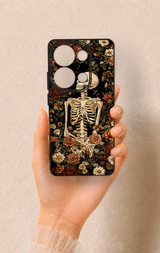 Redmi Note 13 Pro 4G Uyumlu Çiçek İskelet Desenli Silikon Kılıf