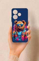 Redmi 13 4G Uyumlu Gözlüklü Ayı Desenli Silikon Kılıf
