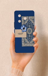 Tecno Camon 30 Pro 5G Uyumlu Mavi Etnik Halı Desenli Silikon Kılıf
