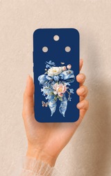 Honor Magic 8 Lite Uyumlu Mavi Kurdeleli Çiçek Desenli Silikon Kılıf