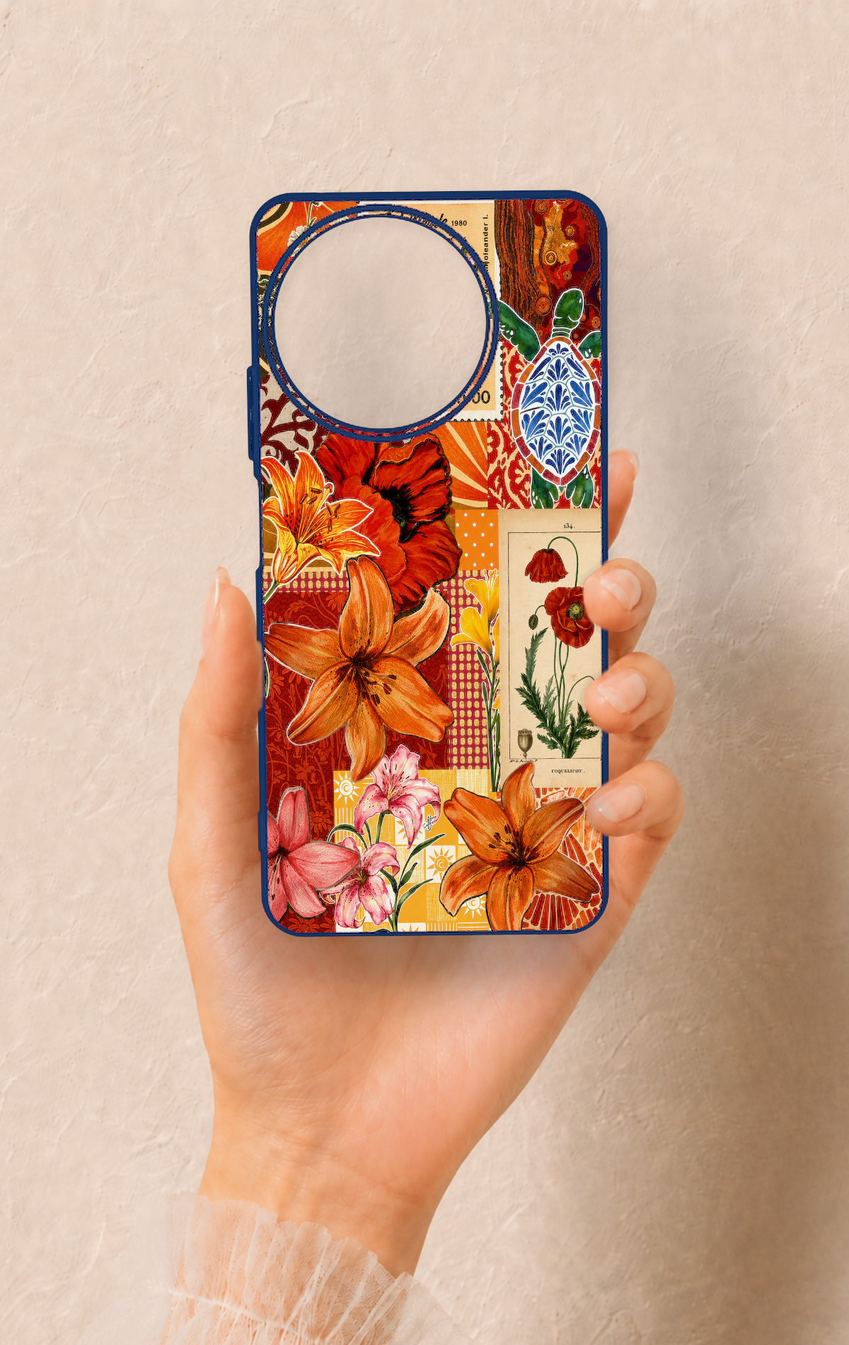 Realme 11 Uyumlu Turuncu Zambak Desenli Silikon Kılıf