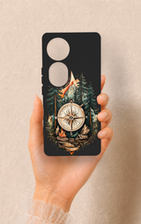 Vivo V40 Uyumlu Pusula Orman Desenli Silikon Kılıf