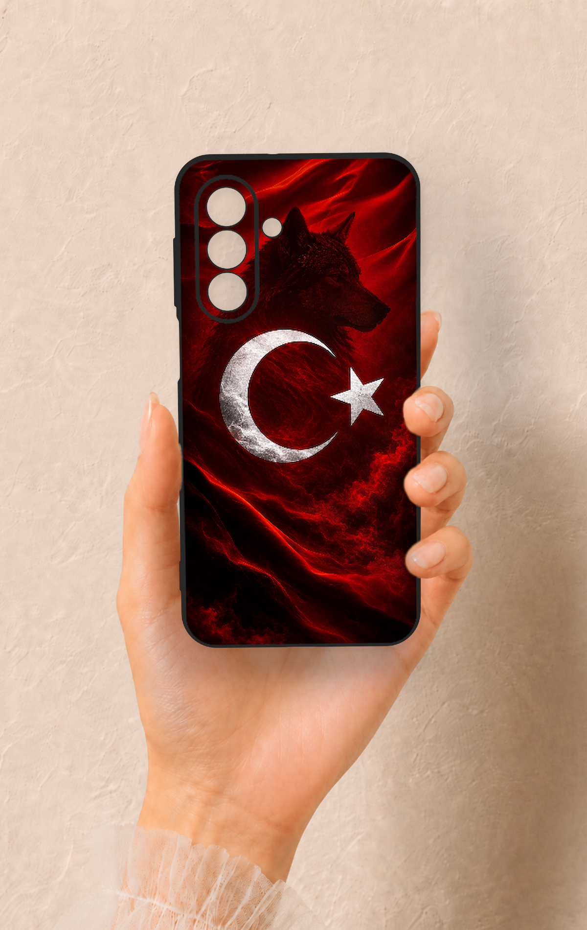Samsung A17 Uyumlu Kurt Türk Bayrağı Desenli Silikon Kılıf