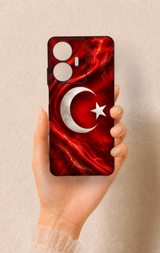 Realme C55 Uyumlu Türk Bayrağı Desenli Silikon Kılıf