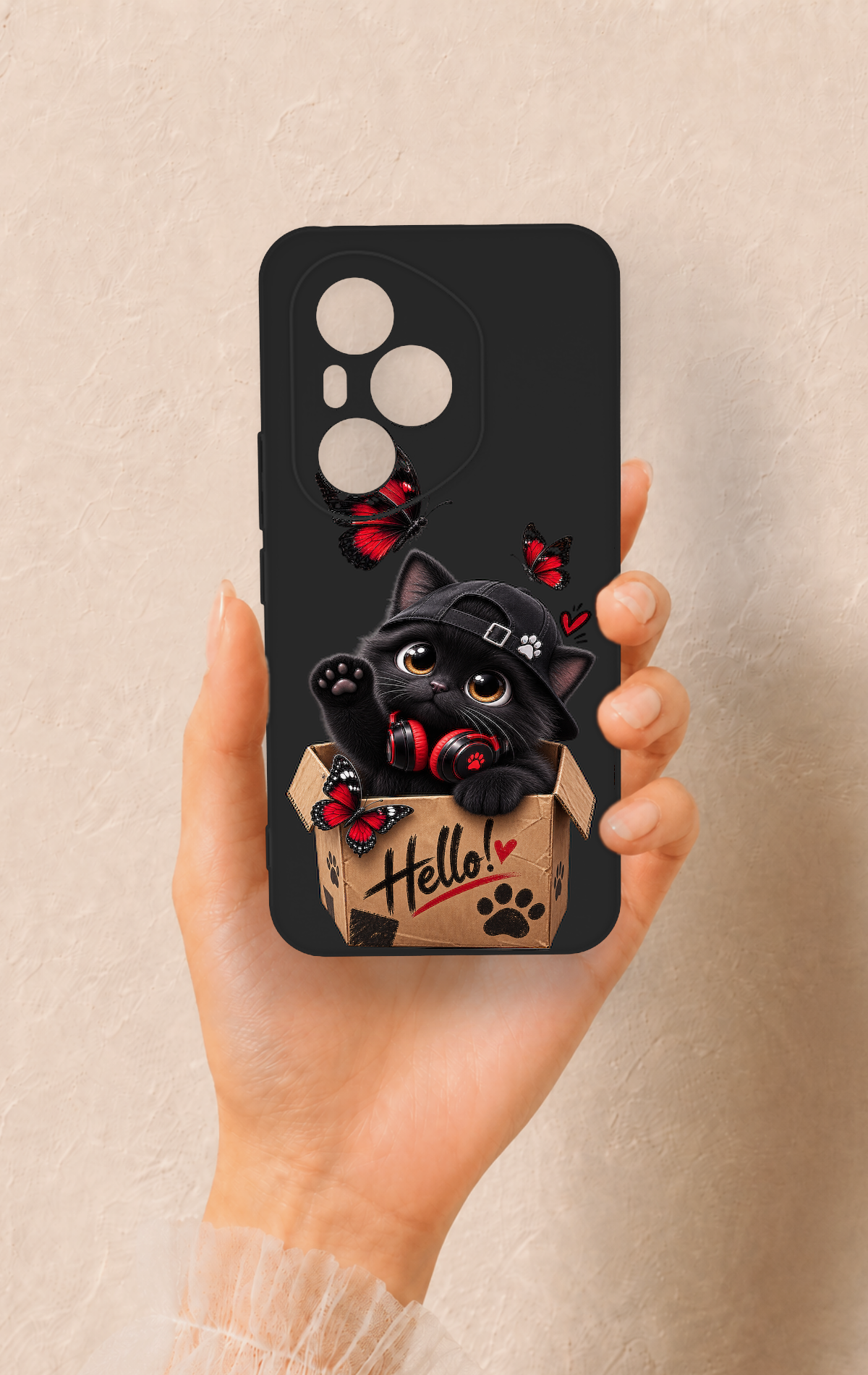 Honor 400 Pro Uyumlu Hello Cat Desenli Silikon Kılıf