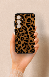Samsung S24 Uyumlu Koyu Leopar Deri Desenli Silikon Kılıf
